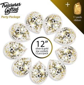 img 3 attached to 🎈 Premium Clear Latex Balloon Pack - Glitter Star Silver Gold Confetti Balloons 12 Inch Thick - Ideal Party Decorations for Graduation, Engagement, Bridal & Baby Shower, Birthday Events