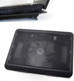 img 1 attached to Ноутбуковая подставка для охлаждения, портативный охладитель для ноутбука с 2 вентиляторами, подставка для охлаждения ноутбука с подсветкой синим светодиодом, подходит для ноутбуков размером 12-14 дюймов.