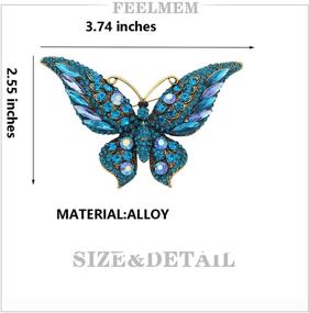 img 3 attached to 🦋 FEELMEM Blue Crystal Rhinestone Butterfly Brooch Pin - Elegant Butterfly Accessories for Women and Girls. Ideal for Weddings, Banquets, and Birthday Parties.