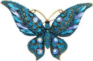 🦋 feelmem blue crystal rhinestone butterfly brooch pin - elegant butterfly accessories for women and girls. ideal for weddings, banquets, and birthday parties. logo