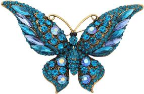 img 4 attached to 🦋 FEELMEM Blue Crystal Rhinestone Butterfly Brooch Pin - Elegant Butterfly Accessories for Women and Girls. Ideal for Weddings, Banquets, and Birthday Parties.