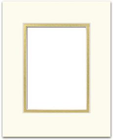img 2 attached to PA Framing 16x20 Double Mat Frame for 11x14 Photo Art - Cream Core/Ivory with Matte Metallic Gold Inner Mat