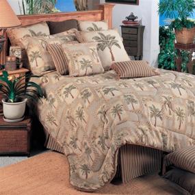 img 1 attached to Palm Grove Tropical Twin Size Comforter Set - Karin Maki 3-Piece Bedding Comforters, High-Quality Polycotton Fabric, Ideal for Bedroom, Beach & Farmhouse Themes, in Brown (09049000084KM)