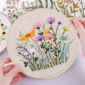 img 2 attached to Embroidery Kits for Beginners: 4 Pack with Hoop, Color 🧵 Threads, Instructions, Scissors – Handmade Needlepoint Kits for Adults & Kids