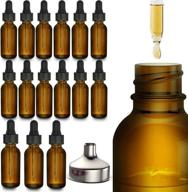 💧 refillable amber essential oil bottles - 15 pack with glass dropper and free funnel - ideal for aromatherapy and fragrance storage (1 oz) logo