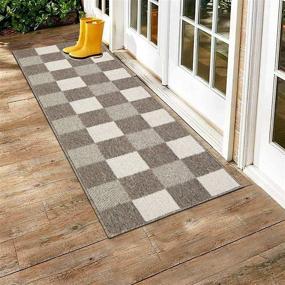 img 4 attached to 🏠 Non-Skid Indoor Outdoor Door Mat Runner - 20"x 59" Checkered Farmhouse Runner Rug for Entryway Kitchen Hallway Laundry Room Entrance Doormat - Washable