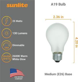 img 3 attached to 💡 Sunlite 01043-SU Incandescent A19 Household Light Bulb, 25W, 130 Lumens, E26 Medium Base, Dimmable, Mercury-Free, 2600K Warm White, Frost, 4 Pack