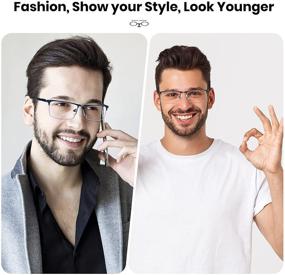 img 3 attached to Stylish Half Rim Metal Frame Reading Glasses for Men with Blue Light Blocking Technology