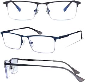 img 1 attached to Stylish Half Rim Metal Frame Reading Glasses for Men with Blue Light Blocking Technology