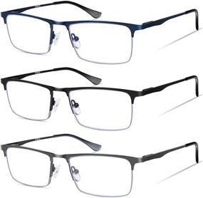 img 4 attached to Stylish Half Rim Metal Frame Reading Glasses for Men with Blue Light Blocking Technology