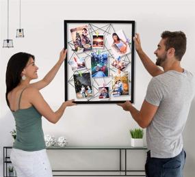 img 2 attached to 🖼️ 20x24 Inch Wood Clip Photo Holder, Picture Collage Frame with 10 Clothespin Clips - Ideal for Hanging Photos, Prints, and Artwork