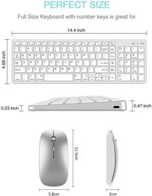 img 4 attached to Ultra Compact Silver Bluetooth Keyboard and Mouse Combo for iPad/iPhone (iPadOS 13/iOS 13 and Above) - Rechargeable & Slim