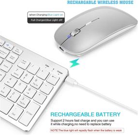 img 2 attached to Ultra Compact Silver Bluetooth Keyboard and Mouse Combo for iPad/iPhone (iPadOS 13/iOS 13 and Above) - Rechargeable & Slim