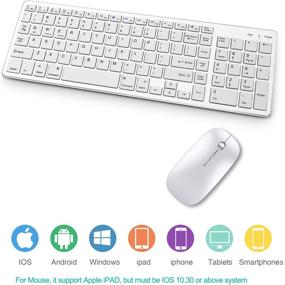 img 3 attached to Ultra Compact Silver Bluetooth Keyboard and Mouse Combo for iPad/iPhone (iPadOS 13/iOS 13 and Above) - Rechargeable & Slim