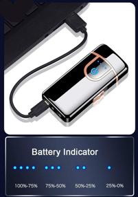 img 1 attached to Black USB Rechargeable Plasma Windproof Lighter - Refillable Jet Torch Lighter 2 in 1 Electric Dual-arc Lighter with Battery Indicator for Cigarette, Candle, Outdoors & Indoors