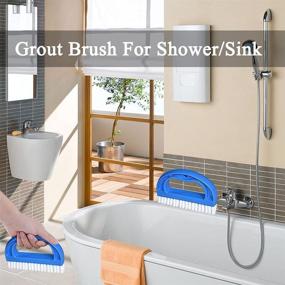 img 2 attached to Efficient Blue Tile Floors Grout Brush: SHUNWEI 🧽 Stiff Bristles Scrubber for Cleaning Bathroom & Shower Grout