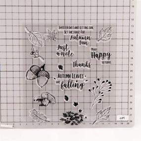 img 1 attached to 🍂 Autumn Leaves Falling Mushroom Words: Just a Note! Happy Returns Stamp Set with Clear Rubber Stamps and Metal Dies for Card Making, Scrapbooking, and Thanksgiving