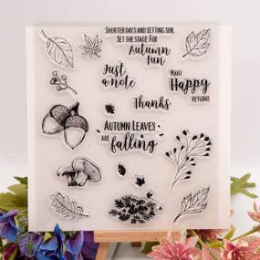 img 2 attached to 🍂 Autumn Leaves Falling Mushroom Words: Just a Note! Happy Returns Stamp Set with Clear Rubber Stamps and Metal Dies for Card Making, Scrapbooking, and Thanksgiving