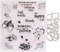 🍂 autumn leaves falling mushroom words: just a note! happy returns stamp set with clear rubber stamps and metal dies for card making, scrapbooking, and thanksgiving logo