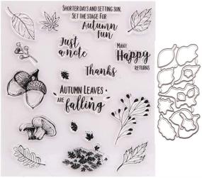 img 4 attached to 🍂 Autumn Leaves Falling Mushroom Words: Just a Note! Happy Returns Stamp Set with Clear Rubber Stamps and Metal Dies for Card Making, Scrapbooking, and Thanksgiving