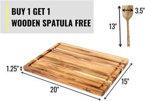 img 1 attached to 🪓 Rectangular Real Teak Wood Cutting Board & Serving Tray | Durable Hardwood Chopping Block with Juice Groove | Ideal for Kitchen Accessories, Cheese & Charcuterie | Medium Size