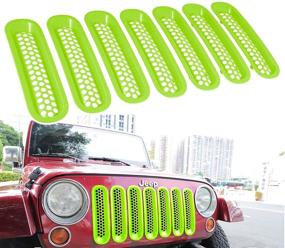 img 4 attached to Bzsunway Front Grill Mesh Insert Clip-In Cover Grille Guard For 2007~2017 Jeep Wrangler JK JKU (Green)