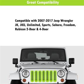 img 1 attached to Bzsunway Front Grill Mesh Insert Clip-In Cover Grille Guard For 2007~2017 Jeep Wrangler JK JKU (Green)