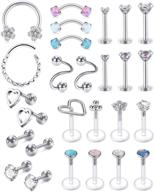 💎 16g cartilage earrings hoop studs for women - avyring stainless steel piercing jewelry for forward helix, rook, daith, conch, tragus, and more logo