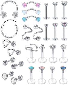 img 2 attached to 💎 16g Cartilage Earrings Hoop Studs for Women - AVYRING Stainless Steel Piercing Jewelry for Forward Helix, Rook, Daith, Conch, Tragus, and more