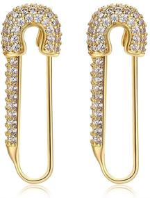 img 4 attached to 📿 Gold Plated Stainless Steel Stylish Cartilage Earrings: Embrace Your Punk Goth Style with Safety Pin Earrings for Women and Girls