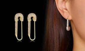 img 3 attached to 📿 Gold Plated Stainless Steel Stylish Cartilage Earrings: Embrace Your Punk Goth Style with Safety Pin Earrings for Women and Girls