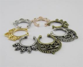 img 2 attached to 👃 Honbay 7pcs Faux Septum Clicker Nose Hoop Ring Non-Piercing Clip