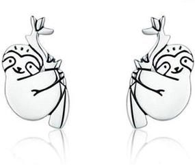 img 4 attached to 🦥 Colorful CZ Heart Ear Studs Sloth Earrings for Girls – Hypoallergenic Silver Animal Earrings, Fun & Cute Jewelry Gifts for Women, Men, and Couples