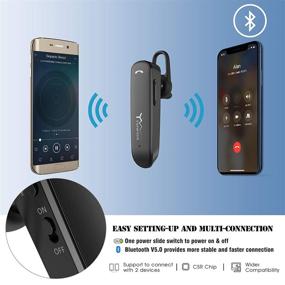 img 2 attached to 🎧 YUWISS Bluetooth наушники с 24-часовым временем проигрывания - беспроводные наушники для сотовых телефонов с микрофоном, шумоподавлением, гарнитура для автомобиля с функцией громкой связи - совместимые с iPhone, Android и всеми смартфонами (глубокий черный).