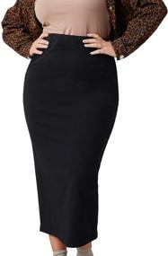 img 2 attached to 👗 Stylish and Comfortable: Verdusa Women's Plus Size Elastic High Waist Long Bodycon Pencil Skirt in Black