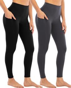 img 4 attached to 🔥 Stay Warm and Stay Chic with YEZII 2 Pack Fleece Lined Leggings for Women - High Waisted Yoga Pants with Pockets - Perfect for Winter