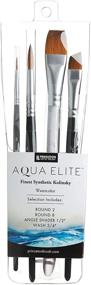 img 4 attached to 🖌️ Princeton Aqua Elite Kolinsky Synthetic Watercolor Paint Brush, 4-Piece Set – Series 4850