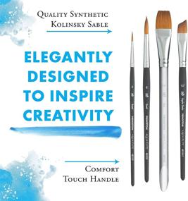 img 1 attached to 🖌️ Princeton Aqua Elite Kolinsky Synthetic Watercolor Paint Brush, 4-Piece Set – Series 4850
