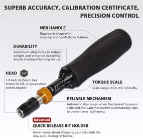 img 3 attached to 🔧 Качество FIRSTINFO Точный динамометрический отвертка с ограничителем крутящего момента 1/4 дюйма Универсальный держатель битов Hex, с быстрым освобождением, от 2 до 12 дюйм-фунтов