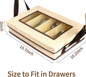 img 3 attached to 🍽️ Silverware Storage Case - Flatware Utensil Storage Box, Sterling Silver Flatware Storage Chest, Cutlery Organizer with Removable Lid and Carry Handles, Silverware Container Tray