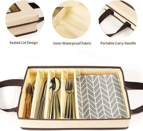 img 1 attached to 🍽️ Silverware Storage Case - Flatware Utensil Storage Box, Sterling Silver Flatware Storage Chest, Cutlery Organizer with Removable Lid and Carry Handles, Silverware Container Tray