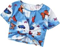 floerns girls print sleeve butterfly logo