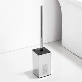 img 3 attached to 304 Stainless Steel Bathroom Toilet Brush Holder - LANGPAI Freestanding Square Stand for Rust Resistant Toilet Brush Storage and Organization, Polished Chrome Finish, 17-inch Height