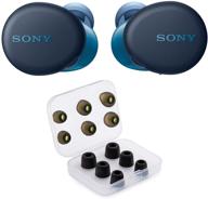sony wf-xb700/l true wireless earbuds with enhanced bass (blue) + knox gear memory foam/silicone ear-tips bundle with case (2 items) logo