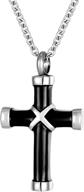 ⛪ norya stainless steel memorial pendant cross urn necklace for ashes - cremation jewelry logo