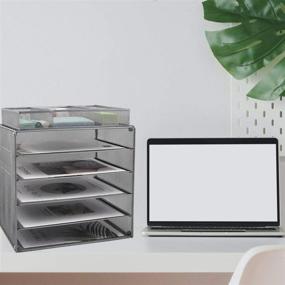 img 3 attached to Silver 5-Tier Wire Mesh Desk Organizer Tray with Extra File Sorter for Home, Office, and School - EASEPRES