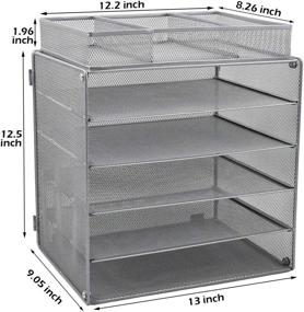 img 1 attached to Silver 5-Tier Wire Mesh Desk Organizer Tray with Extra File Sorter for Home, Office, and School - EASEPRES