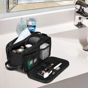 img 1 attached to SITHON Toiletry Bag for Men and Women - Water Resistant Travel Shaving Dopp Kit Organizer with Wet Towel Separation for Cosmetic and Bathroom Toiletries - Black