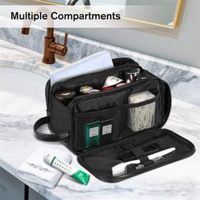 img 3 attached to SITHON Toiletry Bag for Men and Women - Water Resistant Travel Shaving Dopp Kit Organizer with Wet Towel Separation for Cosmetic and Bathroom Toiletries - Black