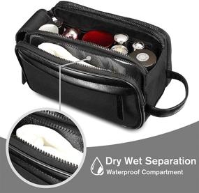 img 2 attached to SITHON Toiletry Bag for Men and Women - Water Resistant Travel Shaving Dopp Kit Organizer with Wet Towel Separation for Cosmetic and Bathroom Toiletries - Black